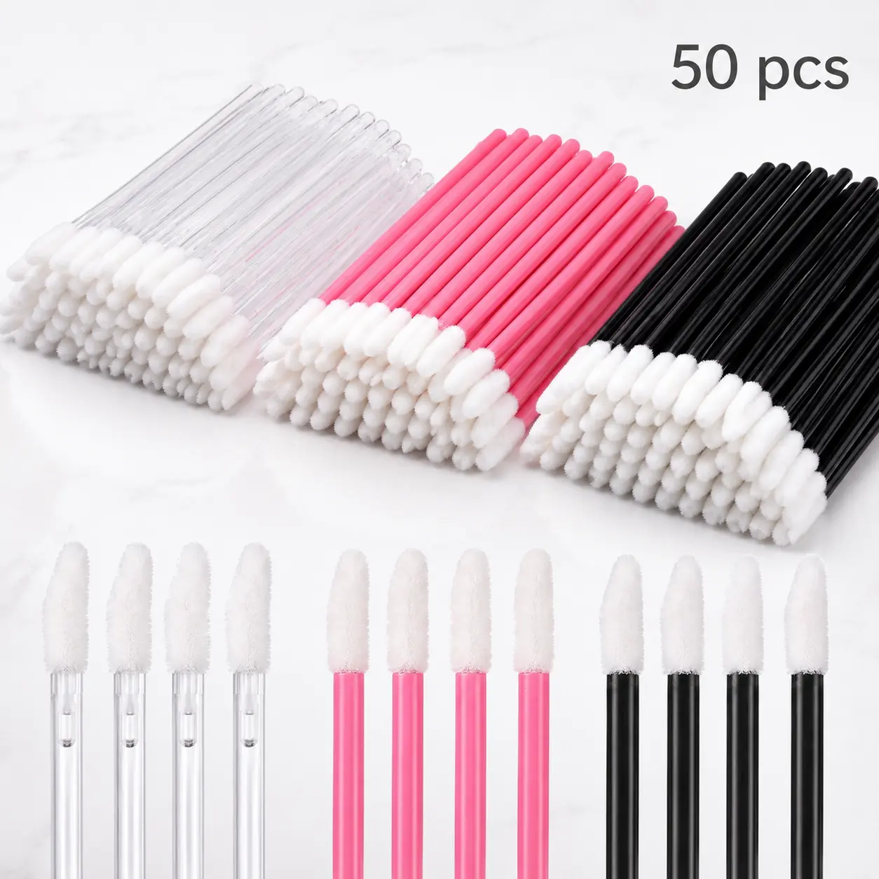 50PCS Disposable Lip Brush, Soft Lip Gloss Applicators, Portable Lipstick Wands Makeup Tool for Travel & Daily Beauty,couple,cute