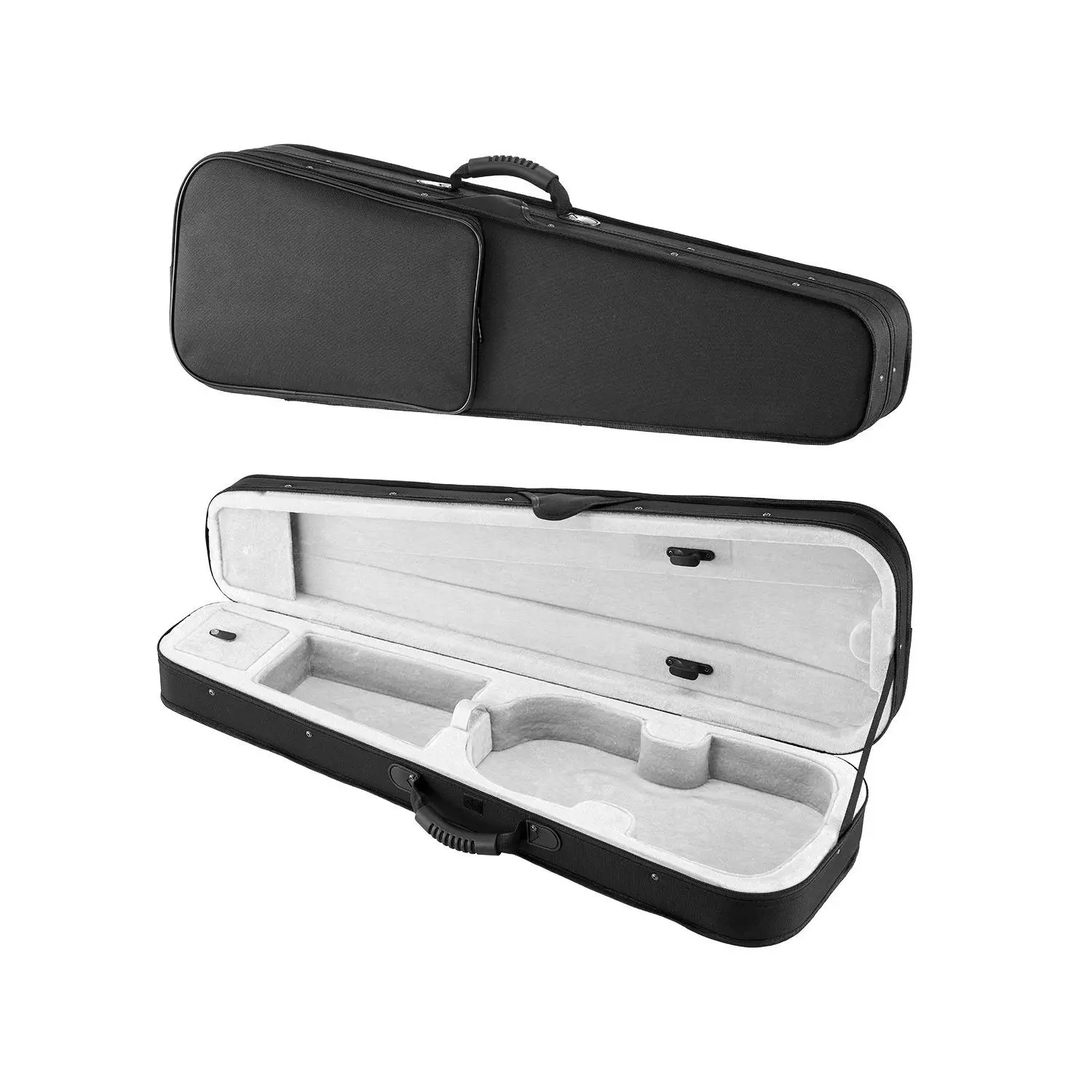 VEVOR 4/4 Full Size Triangular Violin Case, Nylon Waterproof Lightweight Portable Travel Bag, Plush Lining, Dual Shoulder Straps, Anti-Scratch, Professional Black Carrying Case for Violins