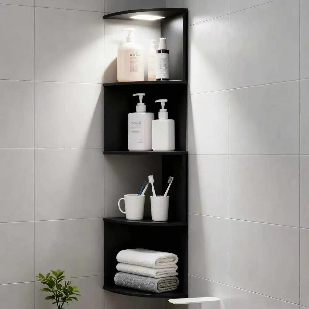 1 piece of 5-tier household shelf, corner organizer, multi-layer bookcase, wall-mounted kitchen storage rack, storage shelf for living room and bedroom