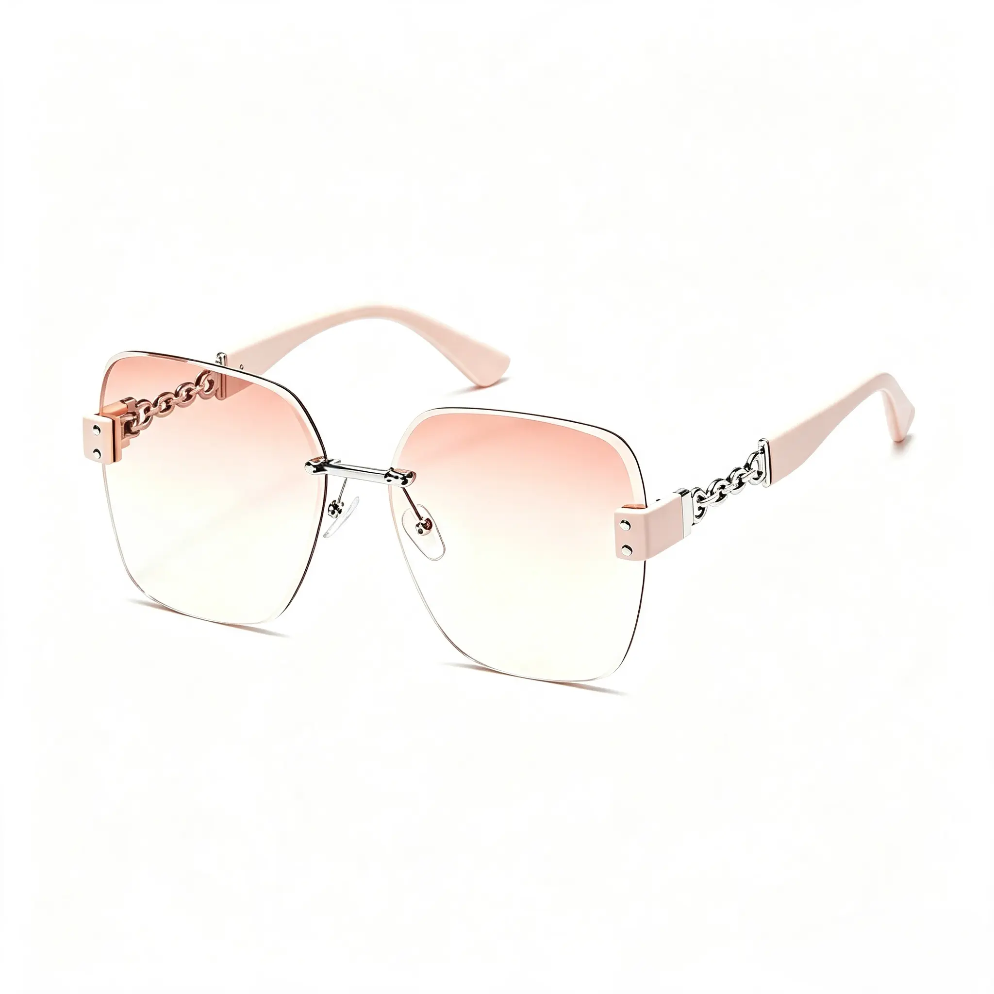 Women's Rimless UV400 Sunglasses with Candy-Colored Lenses, One Size, Ideal for Outdoor Sports & Driving