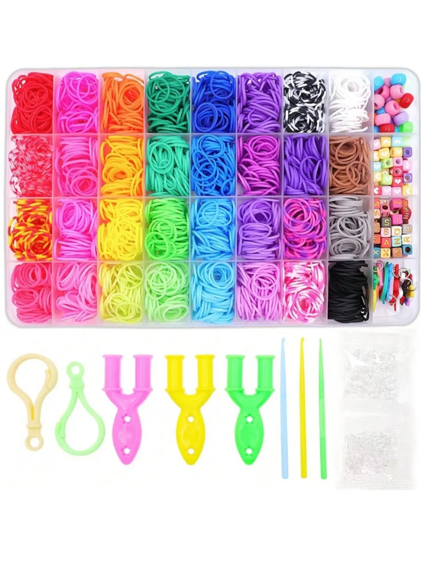 [loom Bracelet Making Kit] 2500pcs Rubber Band Bracelet Kit, Loom Bracelet Making Kit for Kids, Rubber Bands Refill Loom Set, Friendship Bracelets Gift Random Color