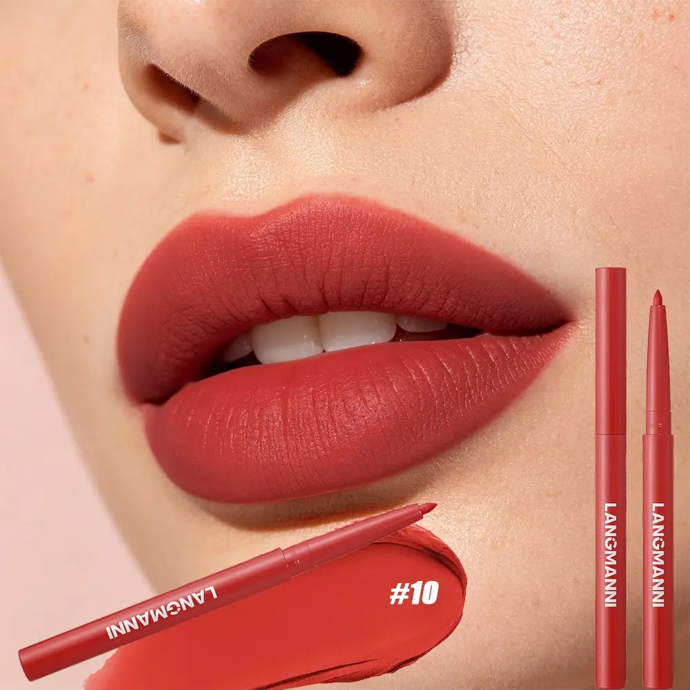 Matte Lip Liner Pencil Set, 12 Colors Waterproof Long Lasting Lip Liners, High Pigment Non Transfer Smudge Proof Retractable Lip Contour Makeup Pen for Women Nude Red Plum Lip Shades Lipliner