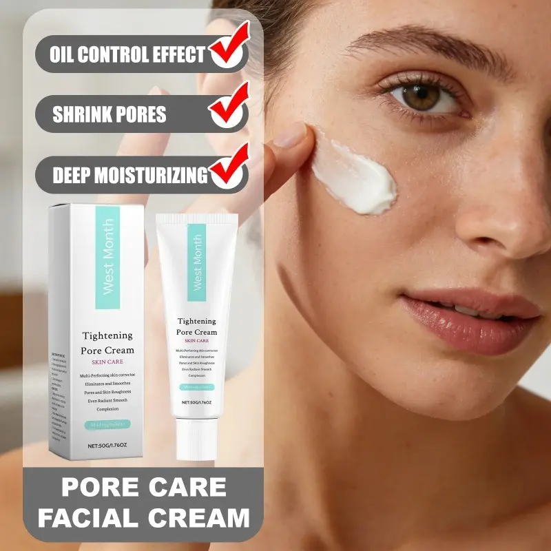 WEST MONTH Pore Facial Hydrating Deep Moisturizing Cream Shrink Pores Control Oil Improve Skin Texture Strengthen Skin Resistance