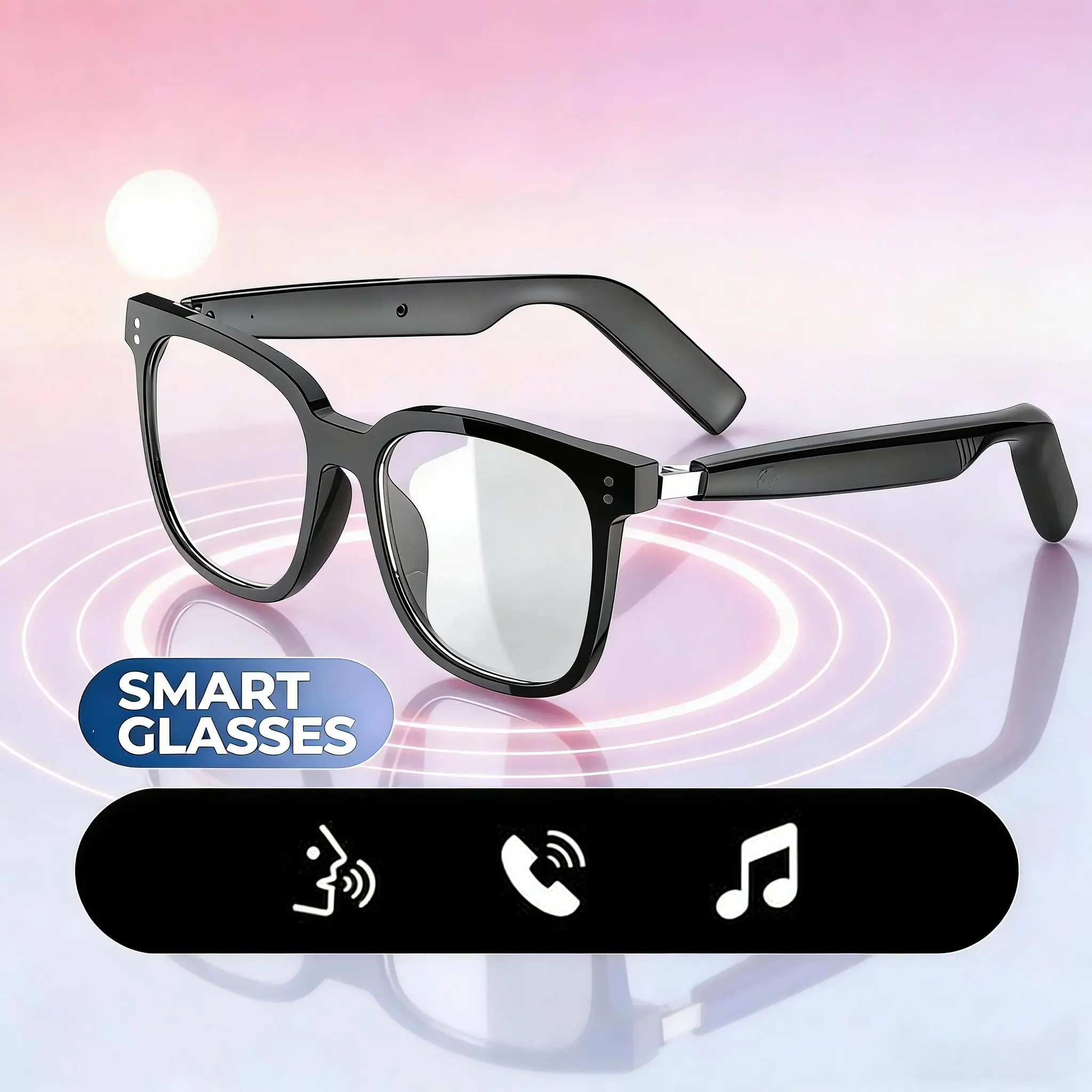 Unisex Smart Sunglasses with Mic & Speaker, HD Voice Calls, Anti-Blue Light Protection, Wireless Connectivity, Hands-Free Music Streaming, Compatible with Smartphones, Suitable for Sports, Driving, Office and Parties