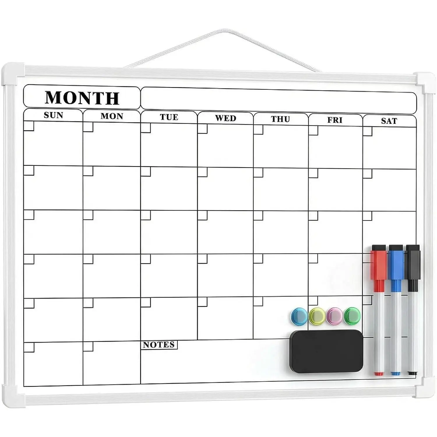 16x12 in Wall Mount Monthly Dry Erase Whiteboard Calendar, Double-Sided Office/School Organizer