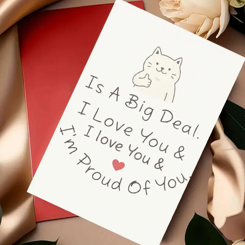 A cute and kawaii cat greeting card with a thumbs-up illustration, blank inside, suitable for giving to girlfriends, boyfriends, or best friends. Perfect for birthdays, graduations, encouragement, "I love you," "I'm proud of you," or as a stationery gift