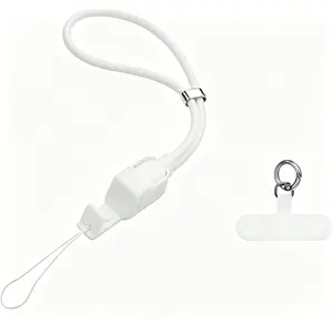3-in-1 Phone Lanyard, 65W PD USB-C Fast Charging Cord + Foldable Phone Stand + Anti-Lost Adjustable Wrist Strap with Detachable Tether Tab, Anti-Drop Portable Cell Phone Lanyard Strap, 1 Pack, Green/Pink/White/Yellow for All USB-C Smartphones