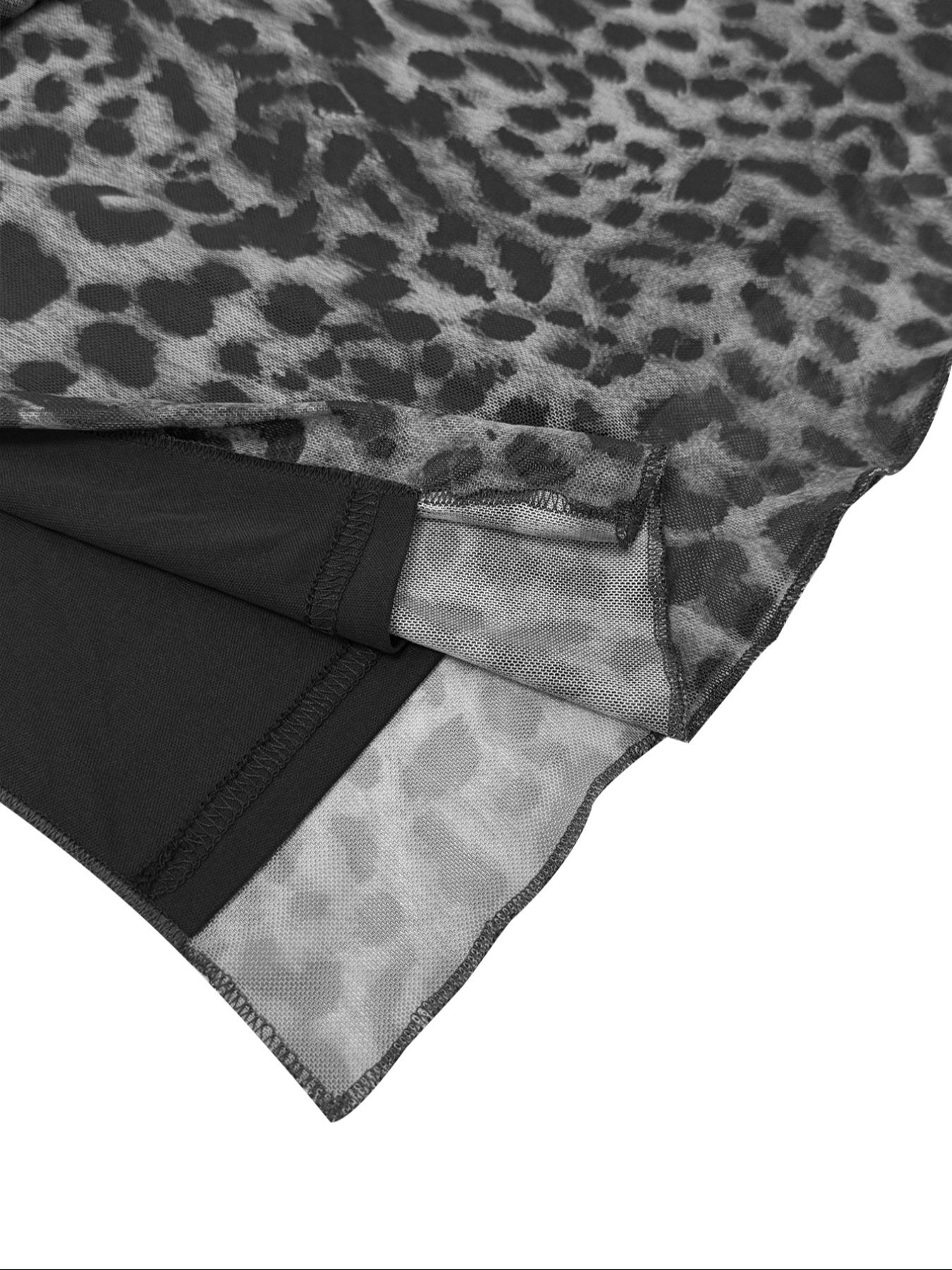 LovelyWholesale，Women's Spring Fashion Solid Color Knit Cardigan Top Leopard Print Half Skirt Two-Piece Set, Casual Slim-Fitting