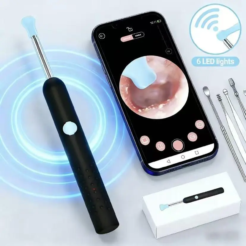 Ear Wax Removal Tool, 1080P Ear Cleaning Tool with 6 Counts Ear Pick Tools, Rechargeable Earwax Removal Tool for Ear Care