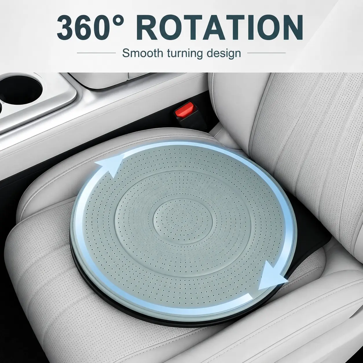 360° Rotating Car Seat Cushion, PU Leather Round Swivel Seat Pad, Universal Easy Turn Cushion for Car, Office, Home Chairs, Car Seat Accessories