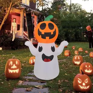 Halloween Inflatables Halloween Decorations Outdoor Pumpkin Cute Halloween Blow Ups Ghost Halloween Yard Decorations Built In Rotating Colorful Magic Led Light for Yard Party Lawn Holiday