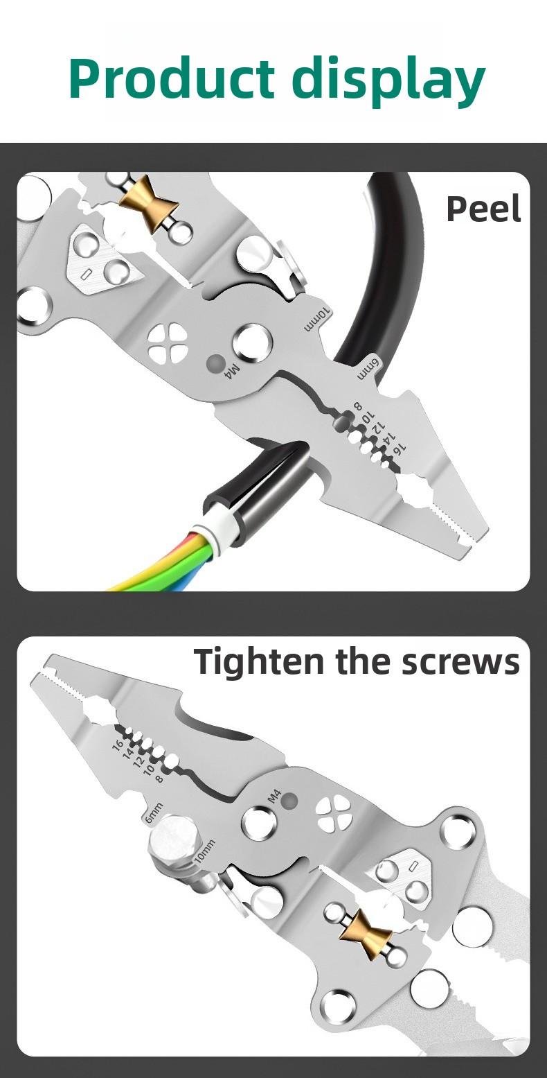 Circuit Steward: All-round folding electrical pliers, with measuring power distribution wire winding crimping pliers, folding electrical pliers, multi-functional wire stripping pliers professional cable stripper wirecrimper Multi-Function Electrician Tool