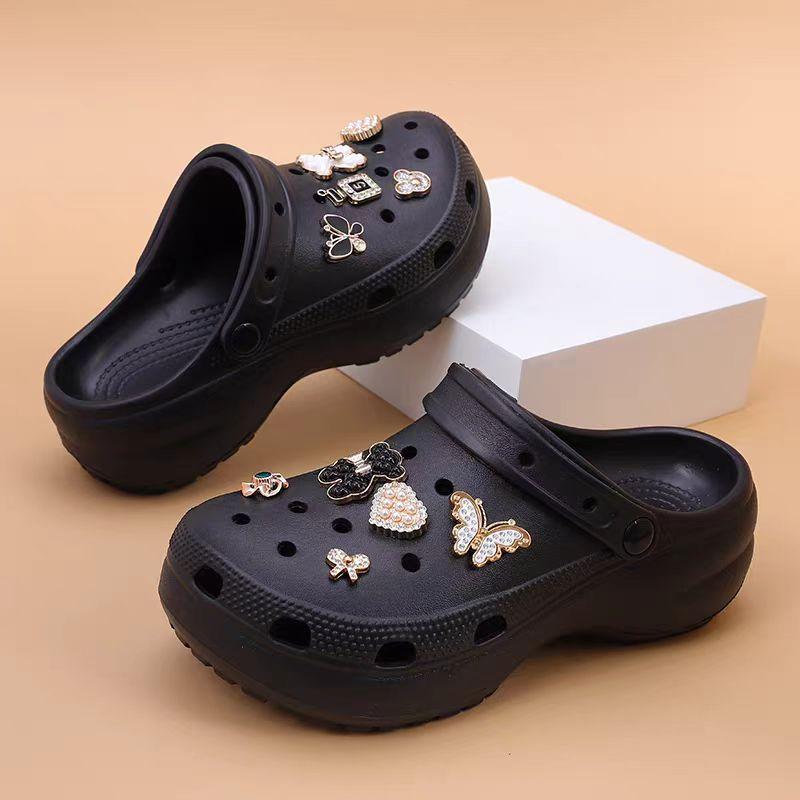 Women's Cute Rhinestone Decorated Slides, Casual Comfortable Platform Slippers for Beach, Eva Beach Slippers, Fashionable Shoes for Indoor & Outdoor Wear, Girl, Soft Sole Slippers arch support clog comfortable mule