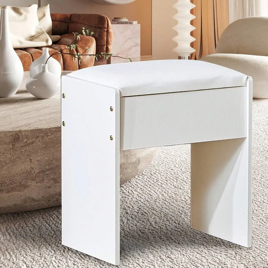 Modern Adjustable Vanity Stool - Soft Padded, Comfortable Compact Dressing Seat with Anti-Slip Base for Home Bedroom Light Luxury Indoor Use