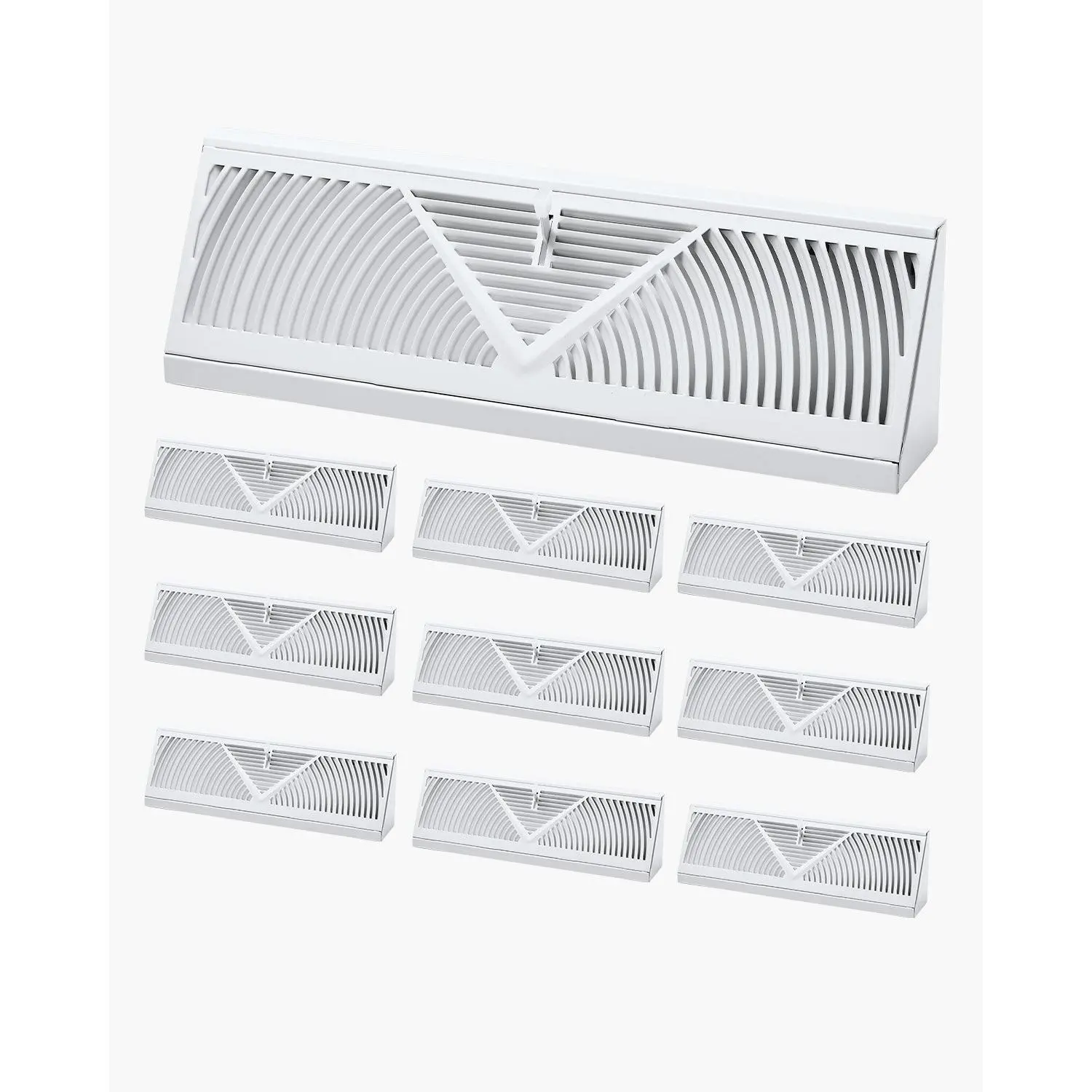【Summerfinds】VEVOR 10-Pack 15-Inch Minimalist Steel Floor Registers, Heavy-Duty Walkable Iron Baseboard Vents, Adjustable Louver, Metal Damper, Rustproof Anti-Peeling Indoor Airflow Control, Avoiding Cold Drafts for Bedroom, Living Room, Floor Vent