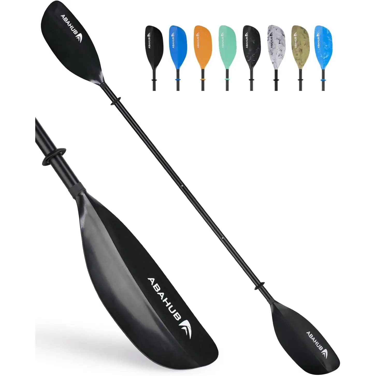 Abahub Adjustable Kayak Paddle 210-230 cm Floating Kayaking Oars Boating Oars Canoeing Oars Black