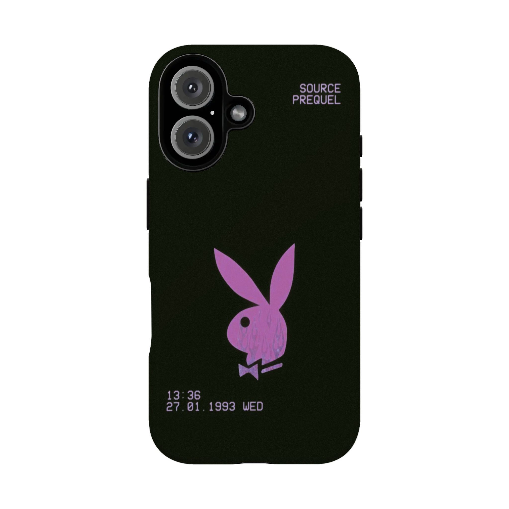 Stylish Playboy Bunny Dual-Layer "Film-Style" Phone Case — Compatible with iPhone 12, 13, 14, 15, 16, and 17 Series. Dual-Layer Structure: Features a slim, lightweight hard shell paired with a premium, fade-resistant printed finish.