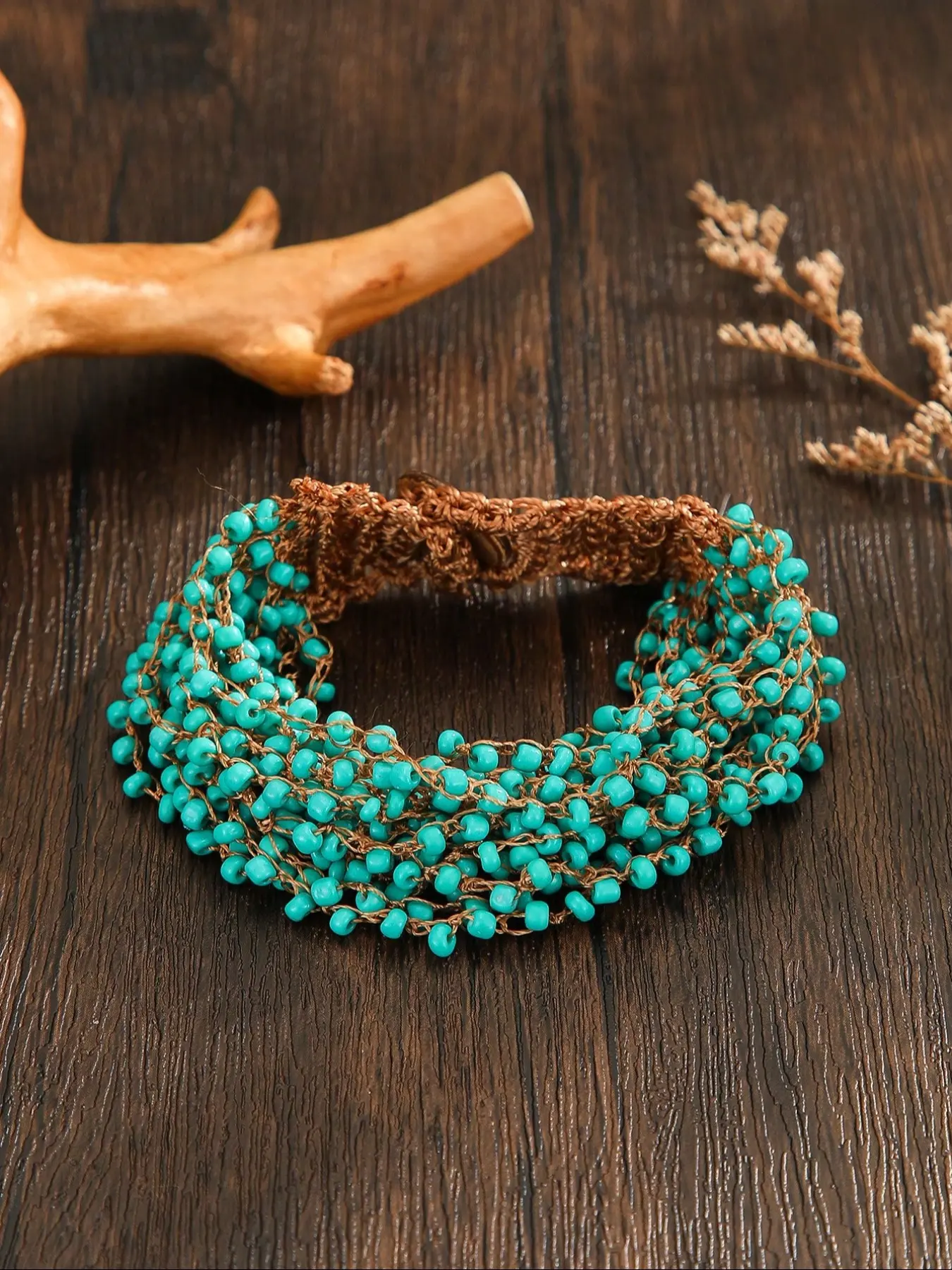 1pc Women's Fashion Bracelet, Bohemian Style, Retro Style, Crochet Beaded Bracelet In Red, White, Green, Multicolor, Gray, Handmade Beaded Woven, Suitable For Daily Wear, Holiday Party, Couples, Holiday Gift, Jewelry Bracelet