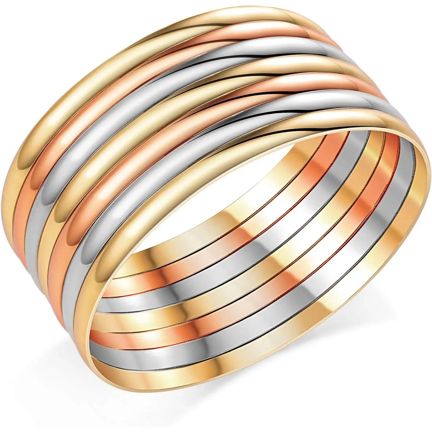 Stainless Steel Extra  (XXL) Plus Size Bangle Bracelets Set for Women, Set of 7 count, 9.6 Inches
