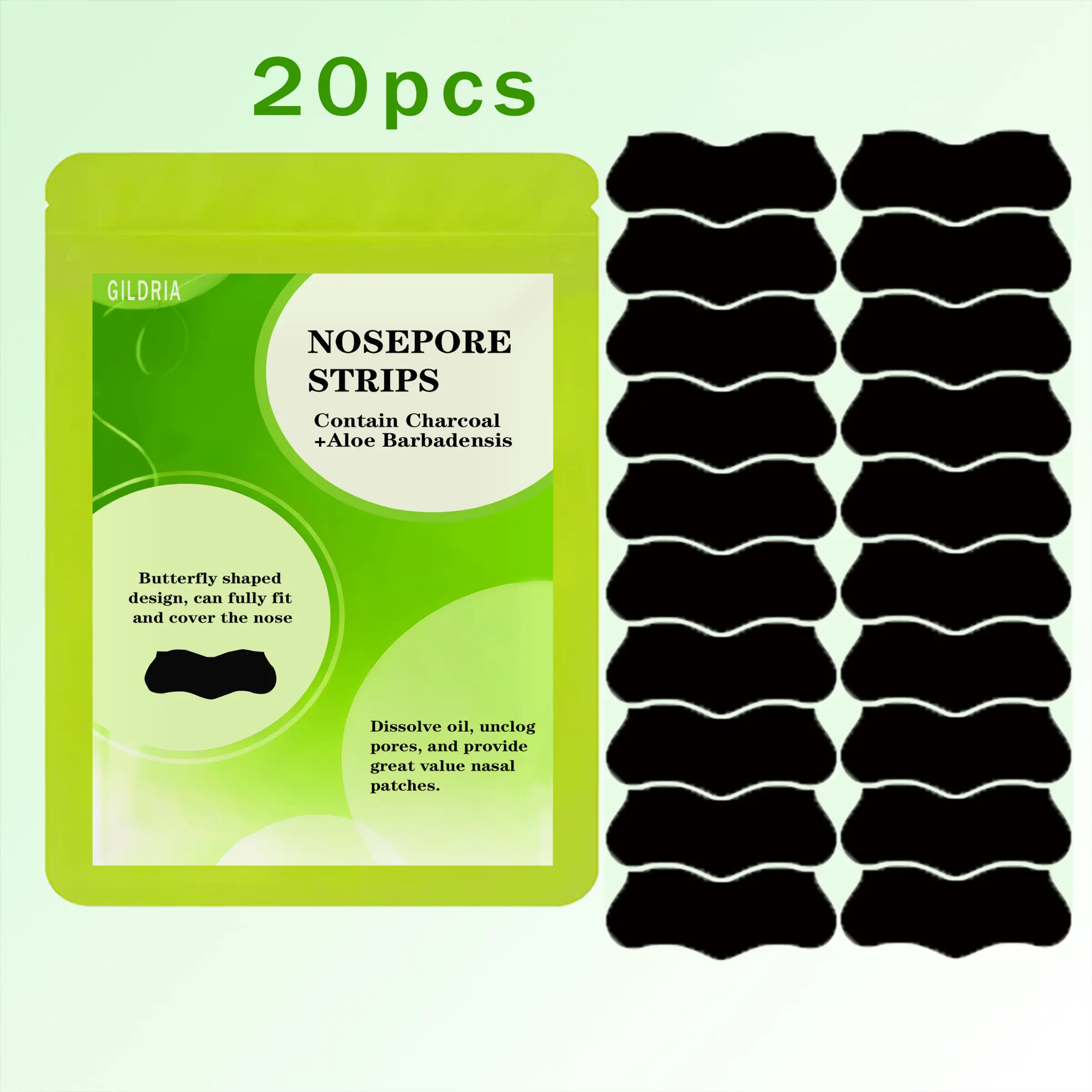 20pcs Deep Cleaning Nose Patches, Nasal Patch, Nose Strip, Nose Strips for Pores, Purify Pores, Smooth Noses, Clean & Shrink Combo, Suitable for All Skin Types, Essential Skincare Tool, Aloe