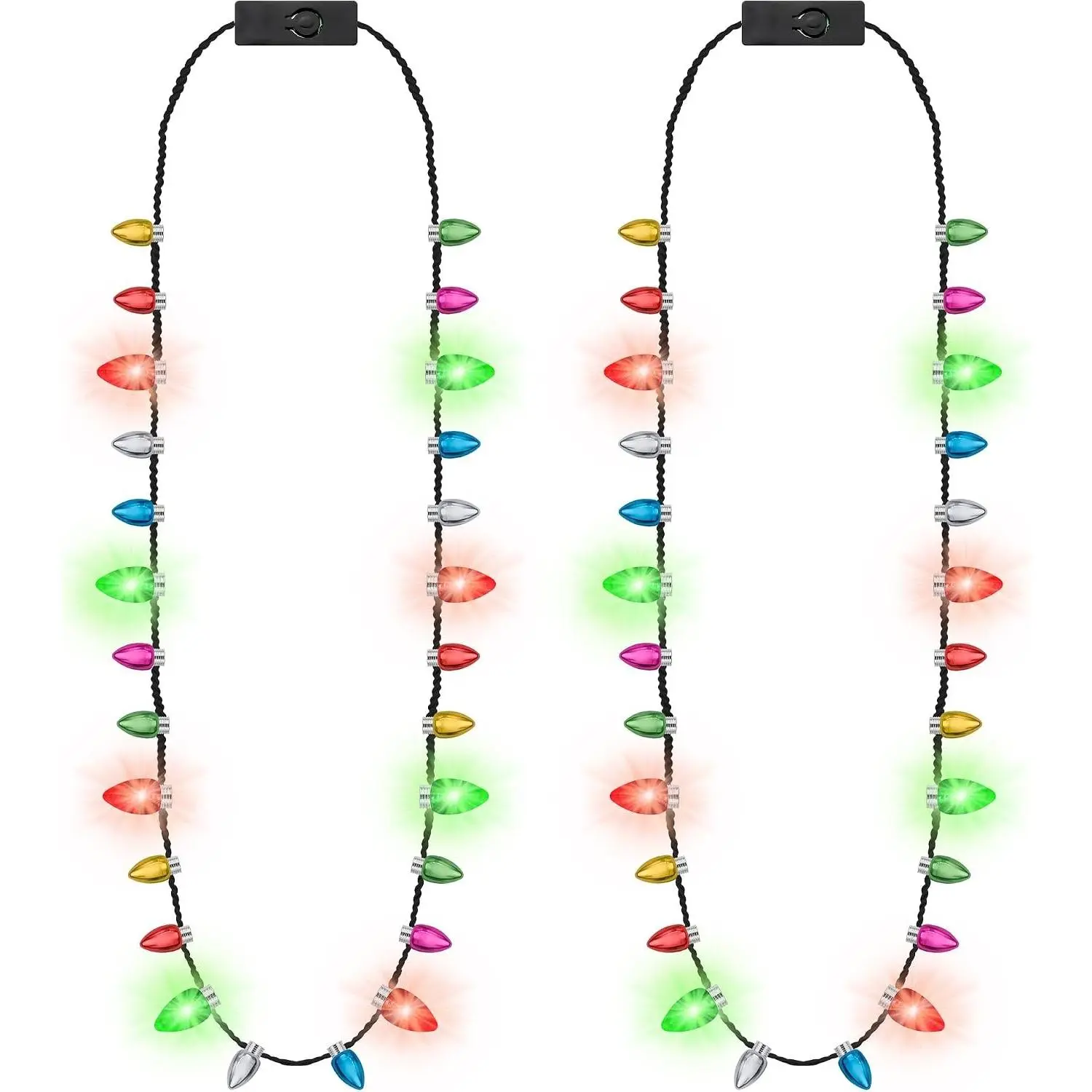 Christmas Necklace with 3 Glow Modes, Wearable Xmas Lights Necklace Decorations, Christmas Party Favors, Stocking Stuffers for Xmas Party Supplies, Ugly Sweater DecorGift