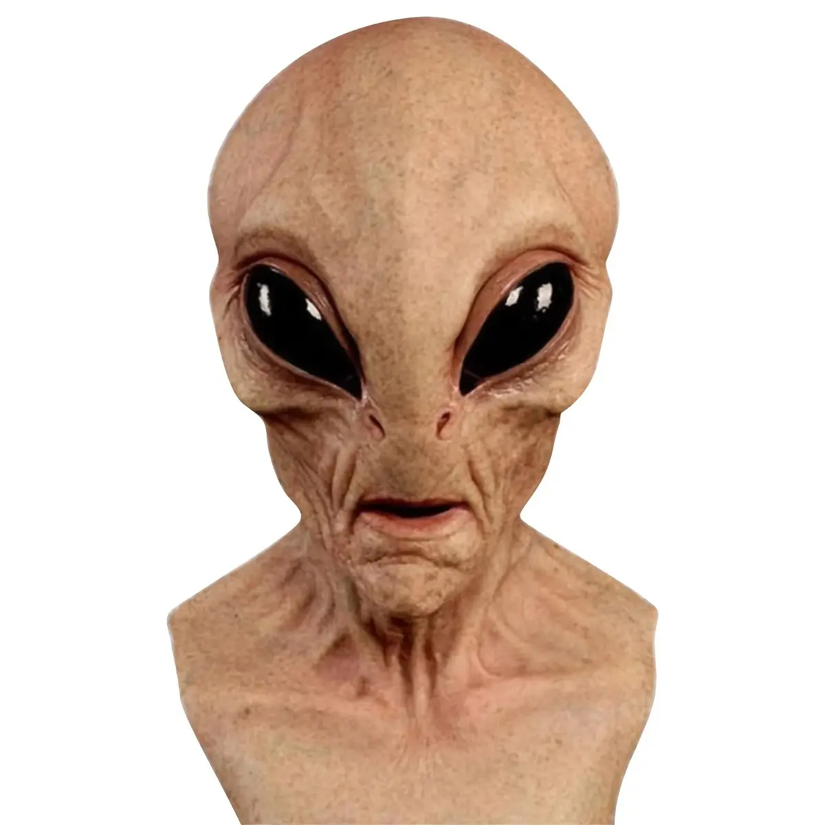 Realistic Alien Latex Full Head Mask, Creepy Scary Alien Monster Helmet with Lifelike Skin Texture, Breathable Halloween Costume Masquerade Haunted House Cosplay Stage Props Prank Accessories for Adults Men Women