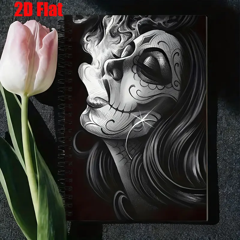 1 Sugar Skull Art Spiral Notebook, 5.7x8.26 inch, Day of the Dead Themed Journal with Lined Pages, Durable Coil Binding, Perfect for Halloween Party Notes, Dia de los Muertos Event Planning, Art Sketching, Gift for Gothic Art Lovers and Festival