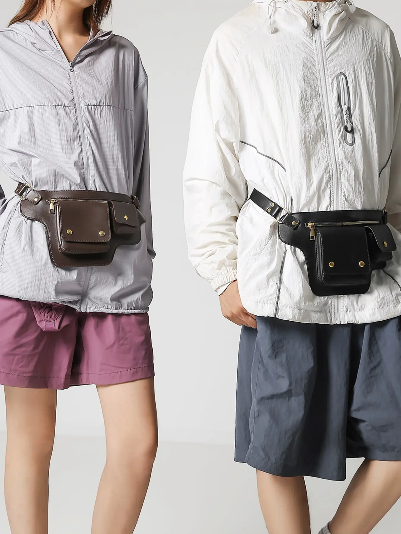 PU Waist Bag Chest Pack, Adjustable Strap, Multi-Pocket, Unisex, Outdoor Cycling, Shopping, Mini Crossbody Bag, Trendy and Cool