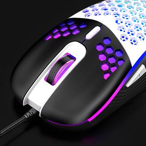 60% Gaming Keyboard and Mouse Combo, Ultra-Compact 61-Key RGB Backlit Mini Keyboard, Lightweight 7200 DPI Honeycomb Optical Mouse, RGB Wired Gaming Set for PC PS5 Xbox Gamer(White-Black)