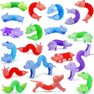20 PCS Animal Pop Tubes Fidget Toys, Party Favors Toddlers Kids Travel Entertainments, Classroom Prizes, Carnival Prizes, Piñata Stuffers, Stress Relief Sensory Toys for Kids 3-8fidget toys