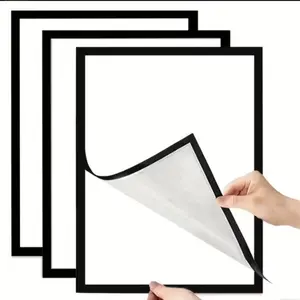 3-Pack A4 Magnetic Self-Adhesive Frames, Portable Wall-Mounted Plastic Photo Display, Ideal for Photos, Whiteboards, Minimalist Decor