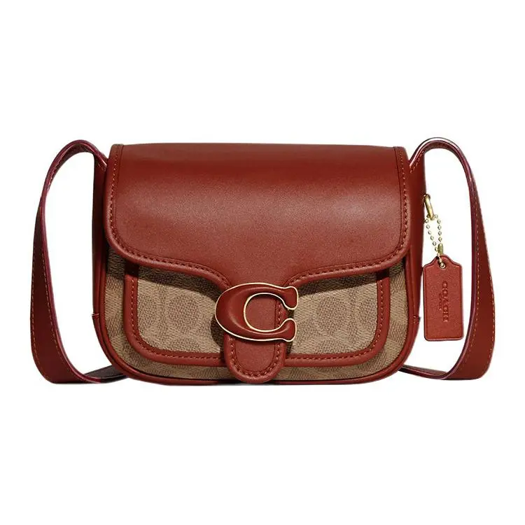 Coach Tabby 18 Leather Crossbody Shoulder Bag for Women, Medium Size, Tan