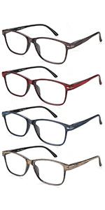 Reading Glasses for Men Women Square Fashionable Readers Quality Cheater Glasses Lightweight Frames Comfy Spring Hinge