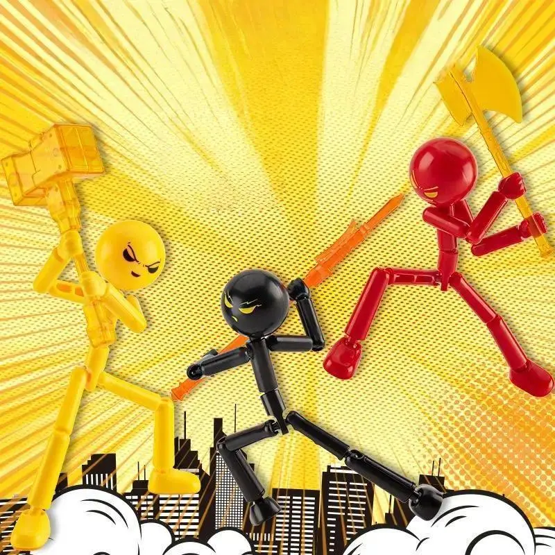 HUAHUASet 3D Printed Stickman Action Figure Toy with Movable Joints, Novelty Assembled Robot MannequinHUAHUA