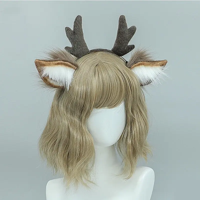 Christmas, Halloween gifts, birthday gifts, deer horn headbands, cute plush deer ear headpieces, role-playing props, accessories, handmade simulation animal ear headbands, party dressing supplies