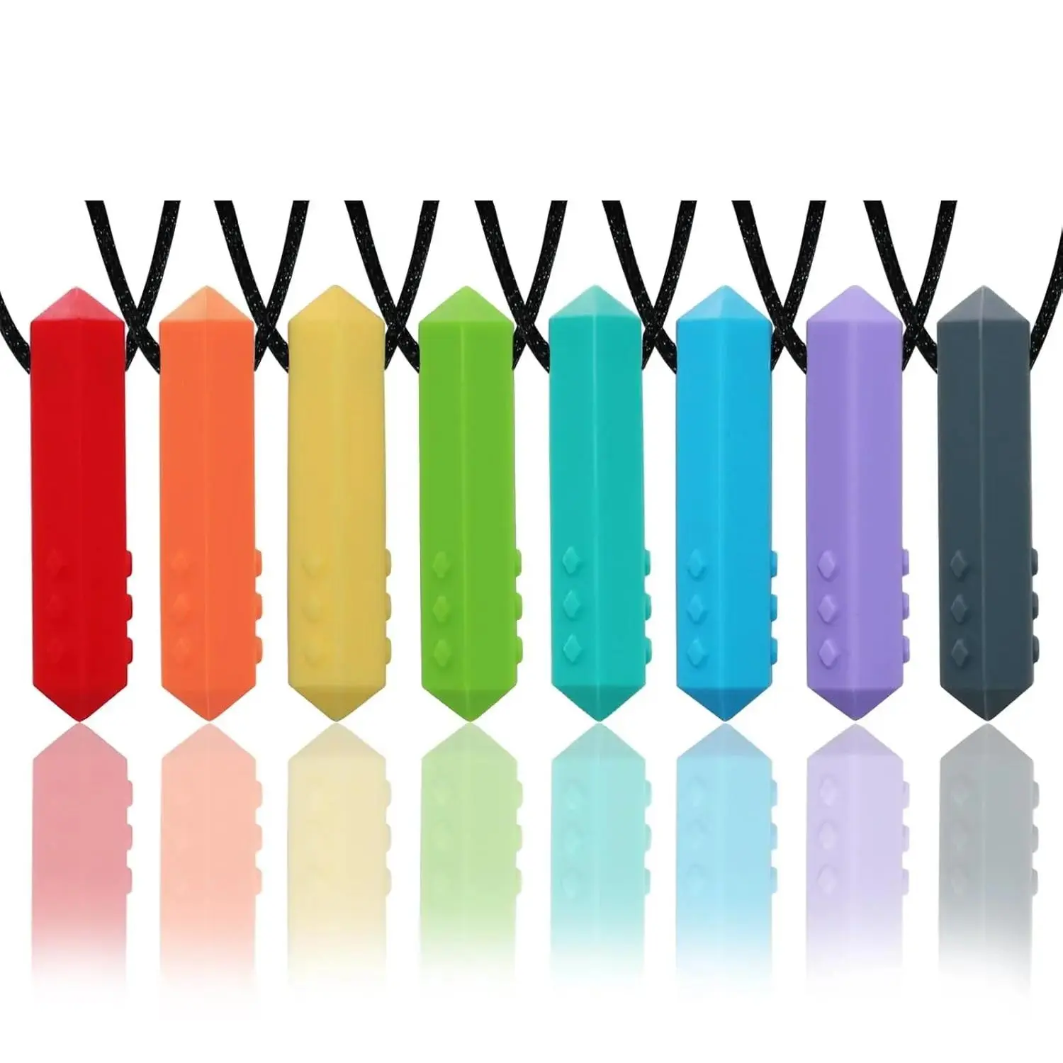 Chew Necklaces for Sensory Kids 8 Pack Sensory Toys for Kids with Autism ADHD SPD Biting Silicone Teething Necklace Oral Chew Toys for Adults Reduce Chewing Anxiety Fidget