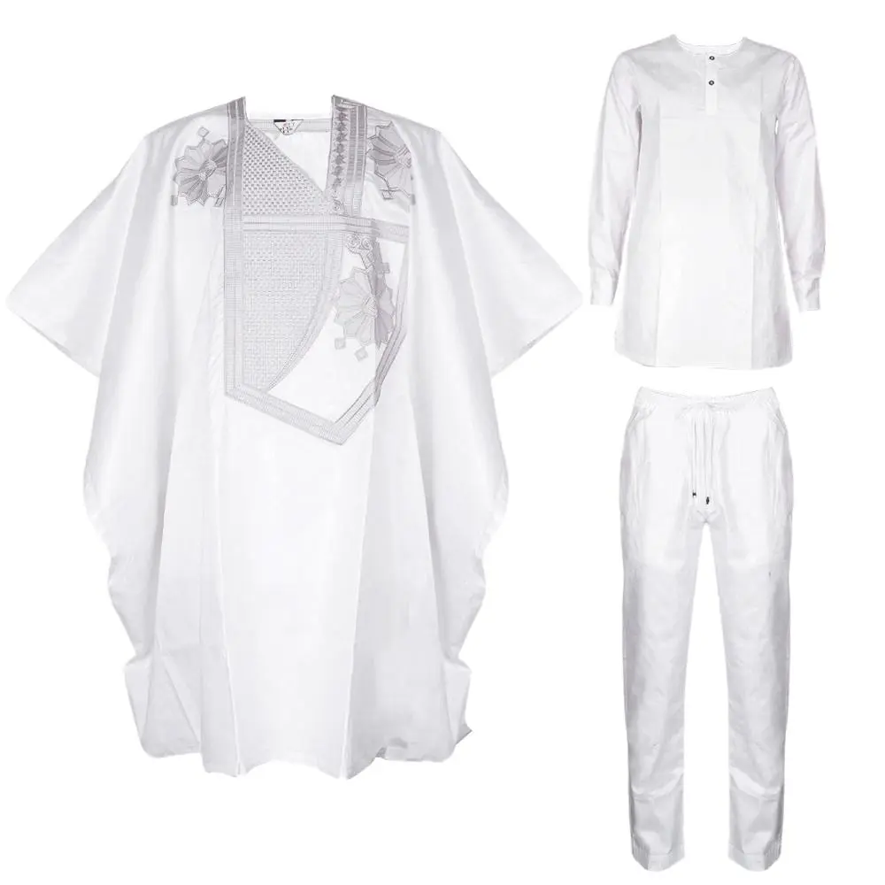 South African Traditional Wear Formal Attire Bazin Riche Dashiki Outfits Shirt Pants Robe Suit African Men Agbada Ramadan