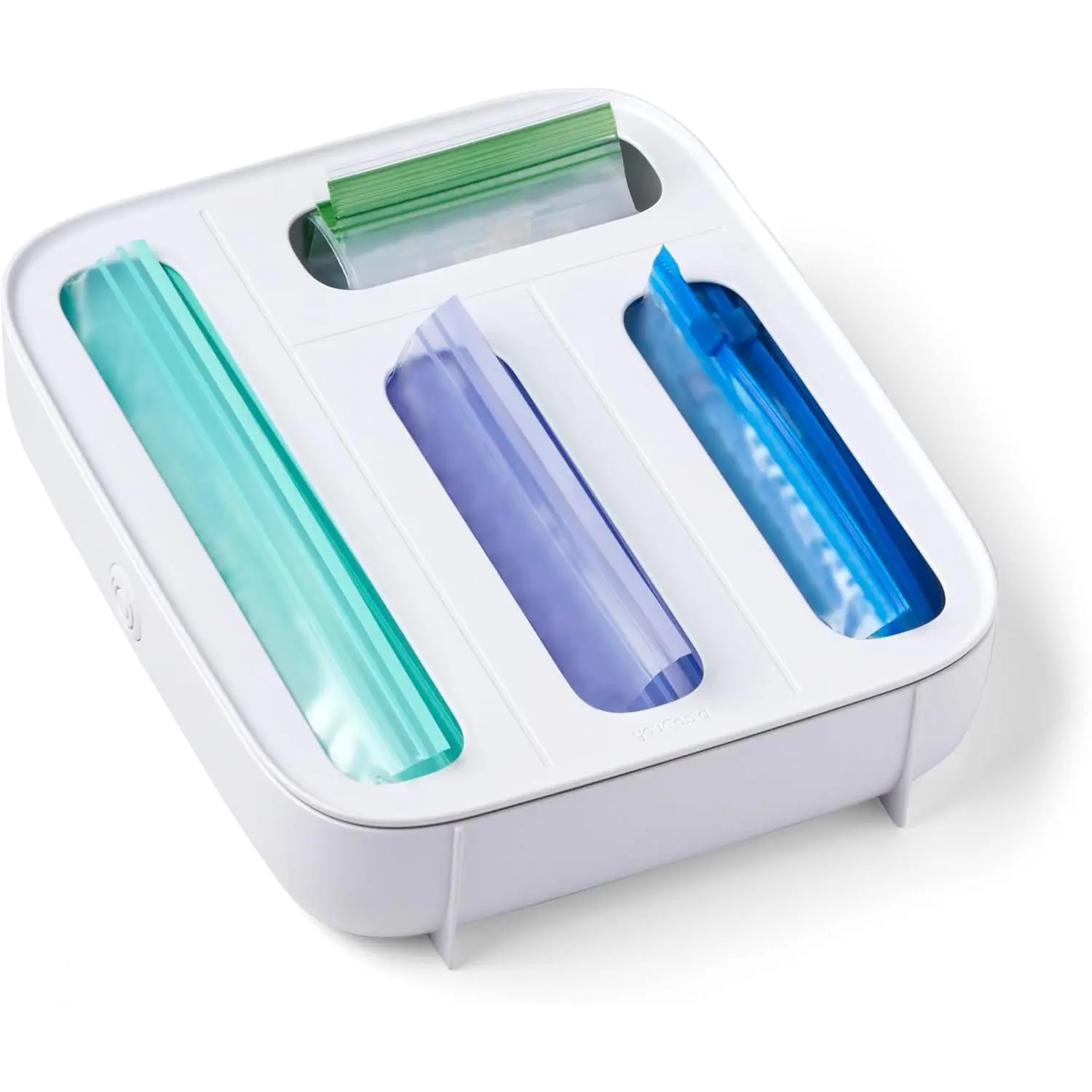 StoraBag Drawer Food Bags Dispenser, 4-Slot, Plastic Sandwich Bag Organizer for Kitchen Storage, White