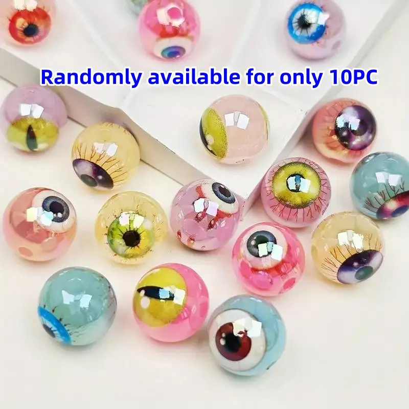 15mm Bright Two-Sided Eyeball Beads, Multi-Color Acrylic, Diy Mix Beads, Beads And Accessories, Ideal for DIY Jewelry Crafts, Perfect Halloween Party Decorations, Glossy Surface, Beads Charms Accessories