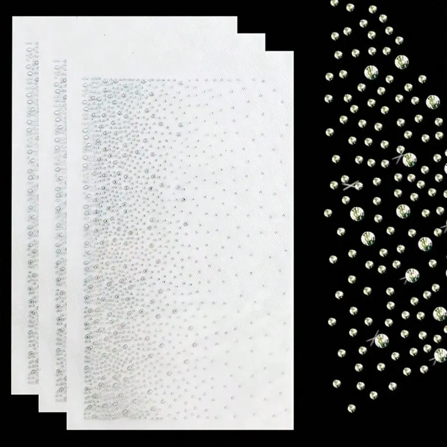 3Pcs Iron on Rhinestone Sheets for Heat Press, Hot Fix Crystals Rhinestones, Flat Round Diamond Patches Glitter Gems Stickers for T-Shirts, Denim, Clothing DIY