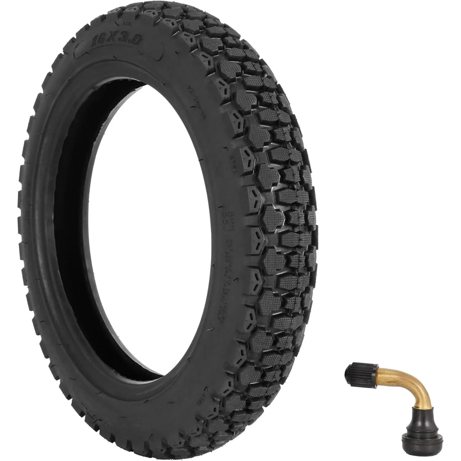 76-305 16X3.0 Fat Tire E-Bike Tires - Heavy Duty 16 Inch 16X3 Bike Tire and Tube/Tubeless Set for Electric Bike Scooter - Non-Foldable - Off-Road All-Terrain Tread - 1/2 Pack - Type: TT/TL
