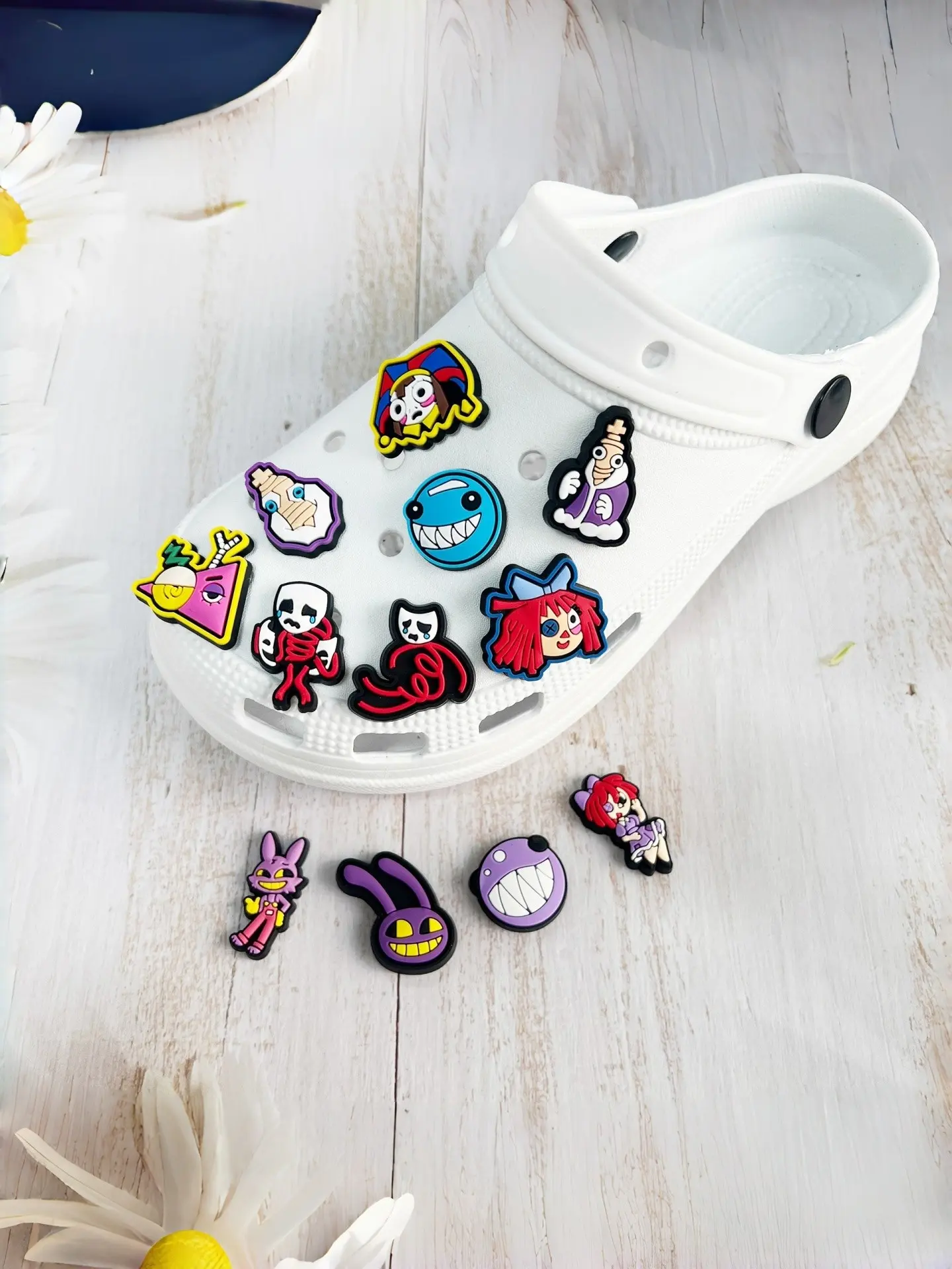 9pcs Cartoon Magic Number Circus Shoe Accessories, PVC Soft Gel DIY Detachable, Holiday Gift, All Seasons, Shoe Accessories