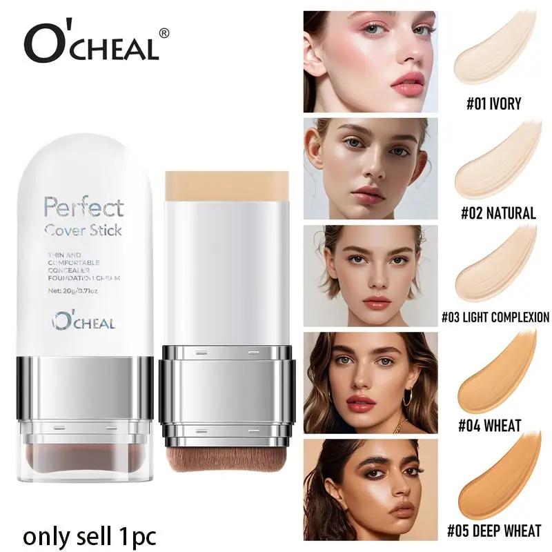 Ocheal Lightweight Comfortable Concealer Foundation Balm, Hydrating, Natural Long-Lasting, Suitable for All Skin Types, Portable Design, Skin Foundation Stick