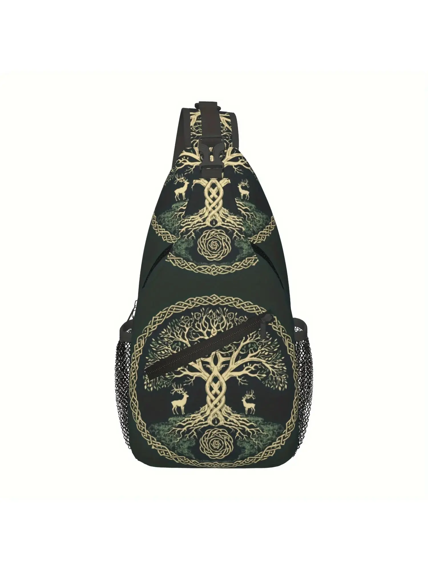 Mens Crossbody Chest Bag Designed for Hiking,Viking Symbol Tree Life Shoulder Bag Folding Large Capacity Fashion Durable Can Be Used For Shopping, Work, Leisure Travel Beach Bag Fishing Backpack
