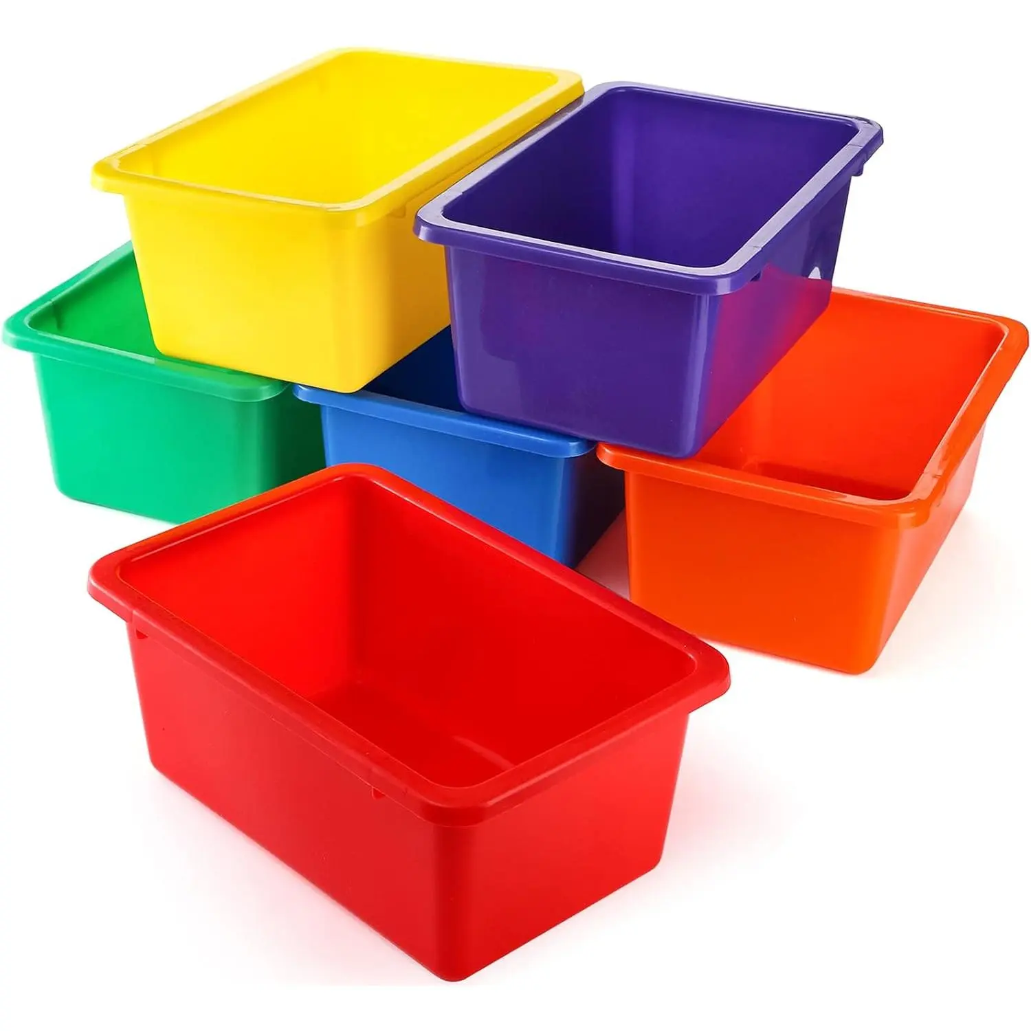 6 Pack Cubby Bin Storage Bins, Multi-Purpose Plastic Storage Bins Stackable Organizer Storage Cubbies for Home, Nursery, Playroom, Classroom