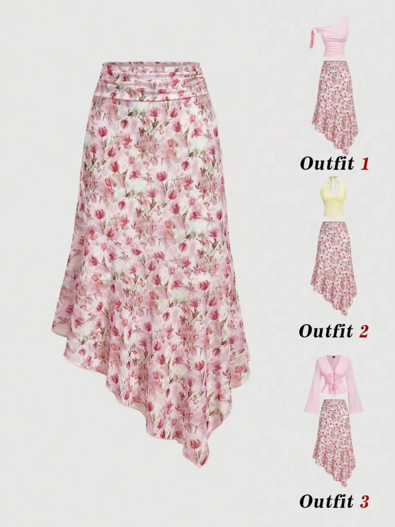 Women's Asymmetrical Hem Butterfly Print A-Line Skirt, Vintage Floral Pattern, Summer, Elegant Office Wear, Y2K Fashion, Korean Style, Elastic