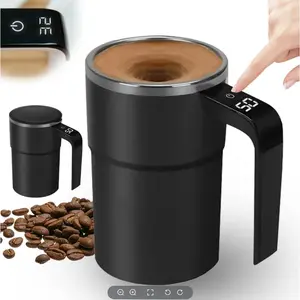 Self Stirring Coffee Mug with LCD Thermometer, Automatic Electric Mixing Cup (13oz/380ml), Anti-Overflow Smart Coffee Cup for Coffee, Milk, Protein Shakes, Home & Office