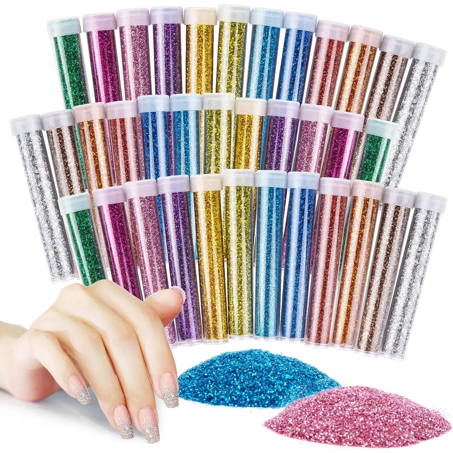 Ultra Fine Glitter Set in 12 Rainbow Colors for Glamorous Glitter Nails & Crafts - Sparkle Boost Body Art Supplies, Easy to Use and Clean, Colored Nail Art Glitters