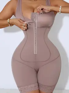 1 Count Women's Solid Color Elegant Underwear Shapewear Bodysuit, Fajas, Butt Lifting &Tummy Control Full Body Shaper Jumpsuit, Adjustable Hooks Colombian Shapewear, Open Crotch Romper, Waist Trainer, Suitable For Daily Wear Or Training