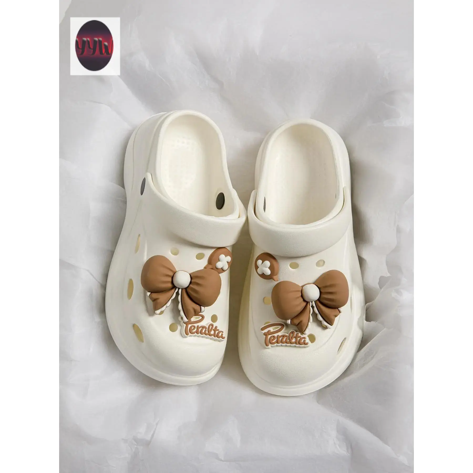 YYW1 Women's Cute Bowknot EVA-PVC Slides - Round Toe, Casual Comfortable Breathable, All-Match Casual Wear for Daily Use, Girls